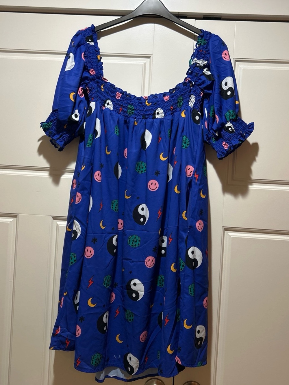Dressed in LALA Blue Yin-Yang & Smiley Dress - Picture 6 of 6